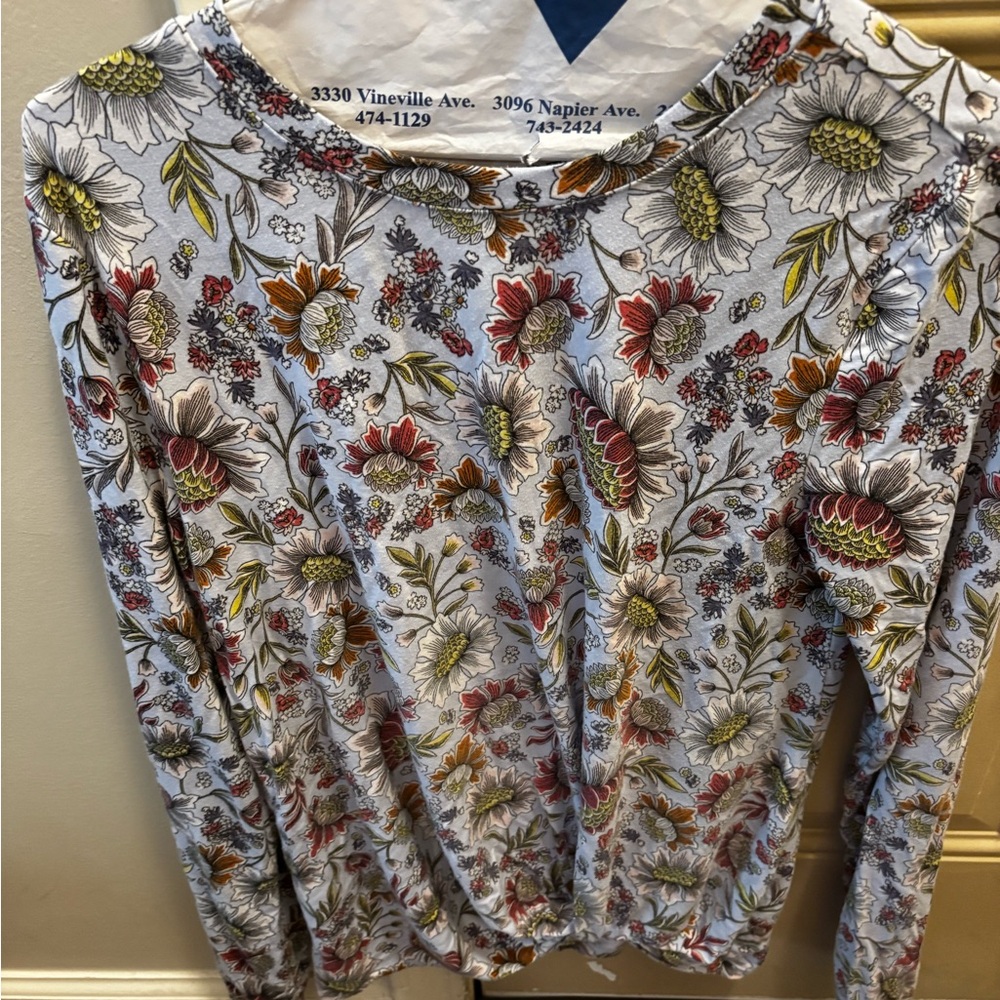 LOFT XS Multicolor Floral Long Sleeve Top